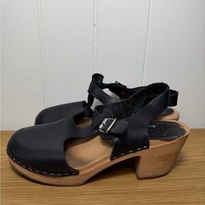 Lotta from Stockholm t bar sandal clog leather womens 9.5‎ Swedish shoes